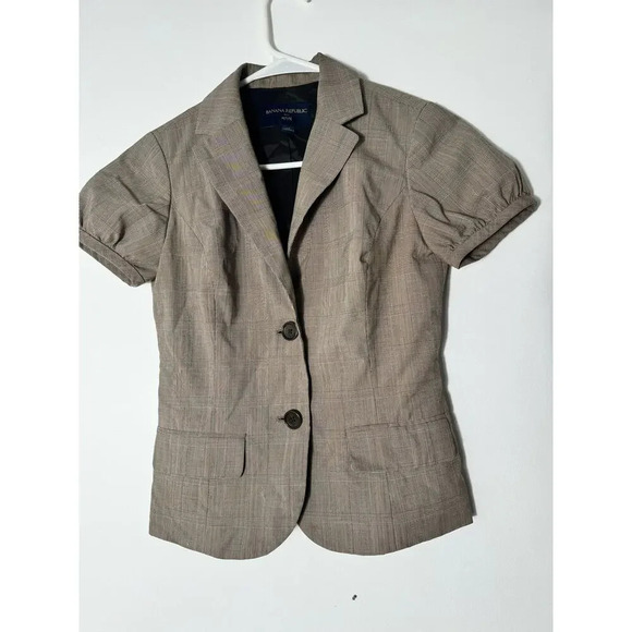 Banana Republic Cream 2 button Short-sleeve Jacket blazerWomen petite 00P - Picture 1 of 8